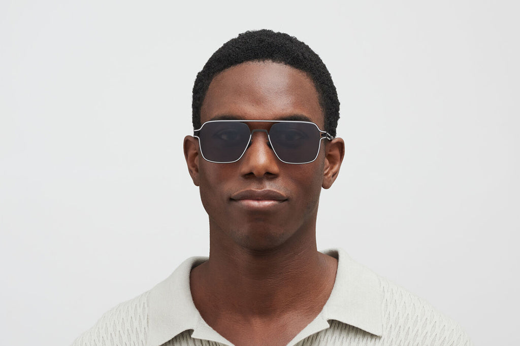 MYKITA - Riku Sunglasses Black/White with Cool Grey Solid Lenses