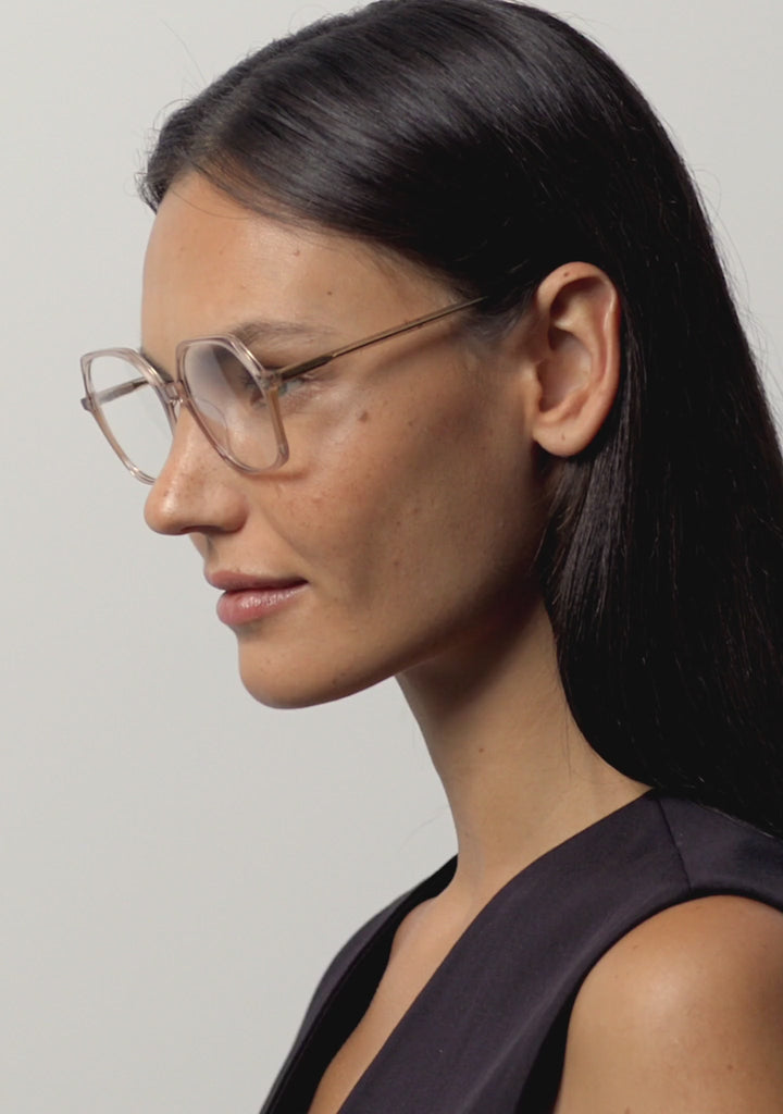 Kaleos Eyehunters - Meyer Eyeglasses Transparent Light Pink/Translucent Amber