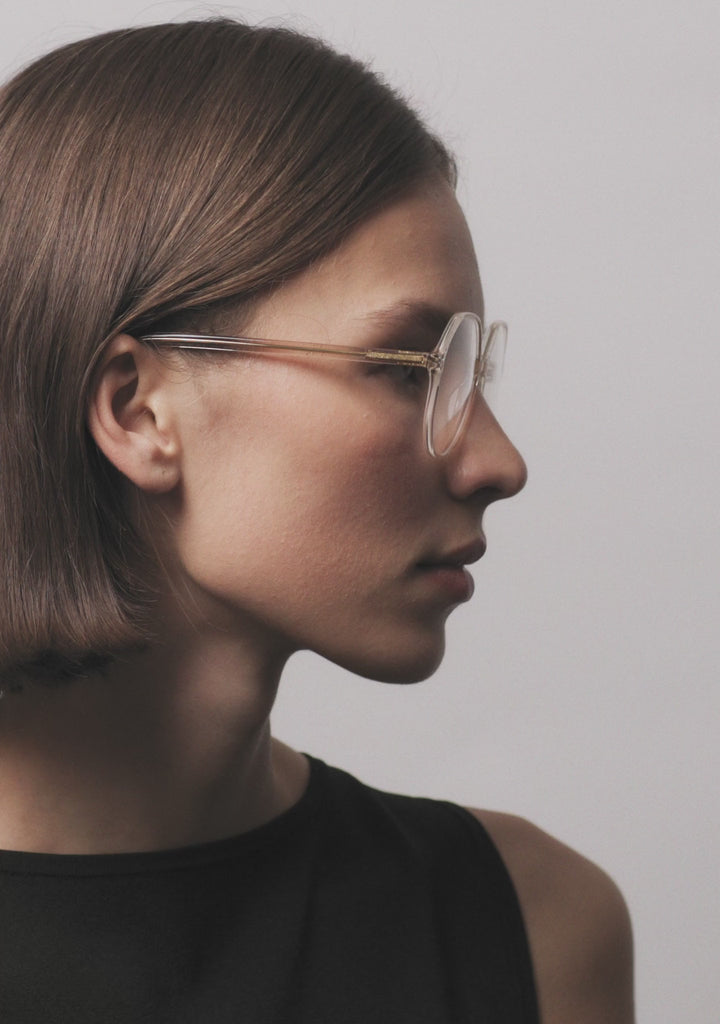 Kaleos Eyehunters - Avery Eyeglasses Beige Crystal
