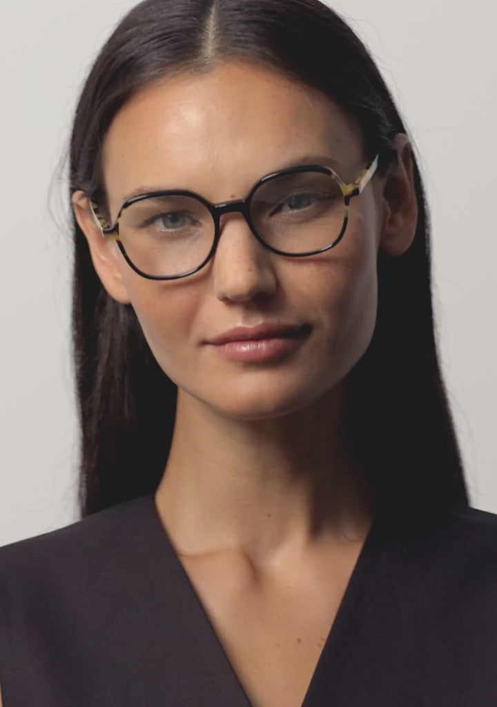 Kaleos Eyehunters - Mills Eyeglasses Black/Brown Havana