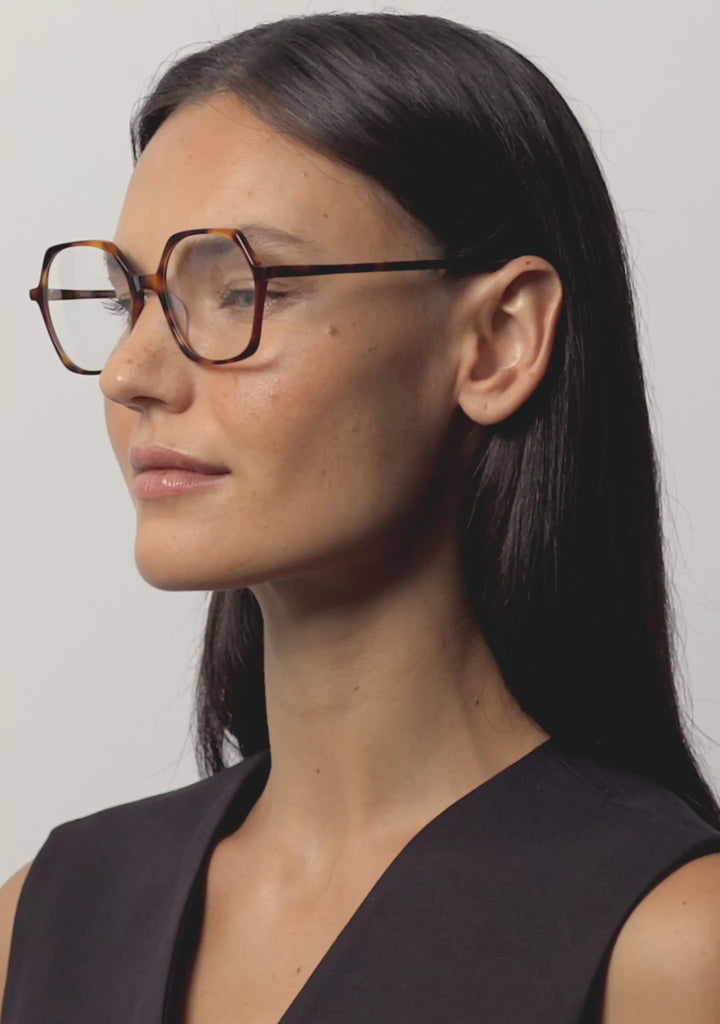 Kaleos Eyehunters - Meyer Eyeglasses Brown Havana/Burgundy