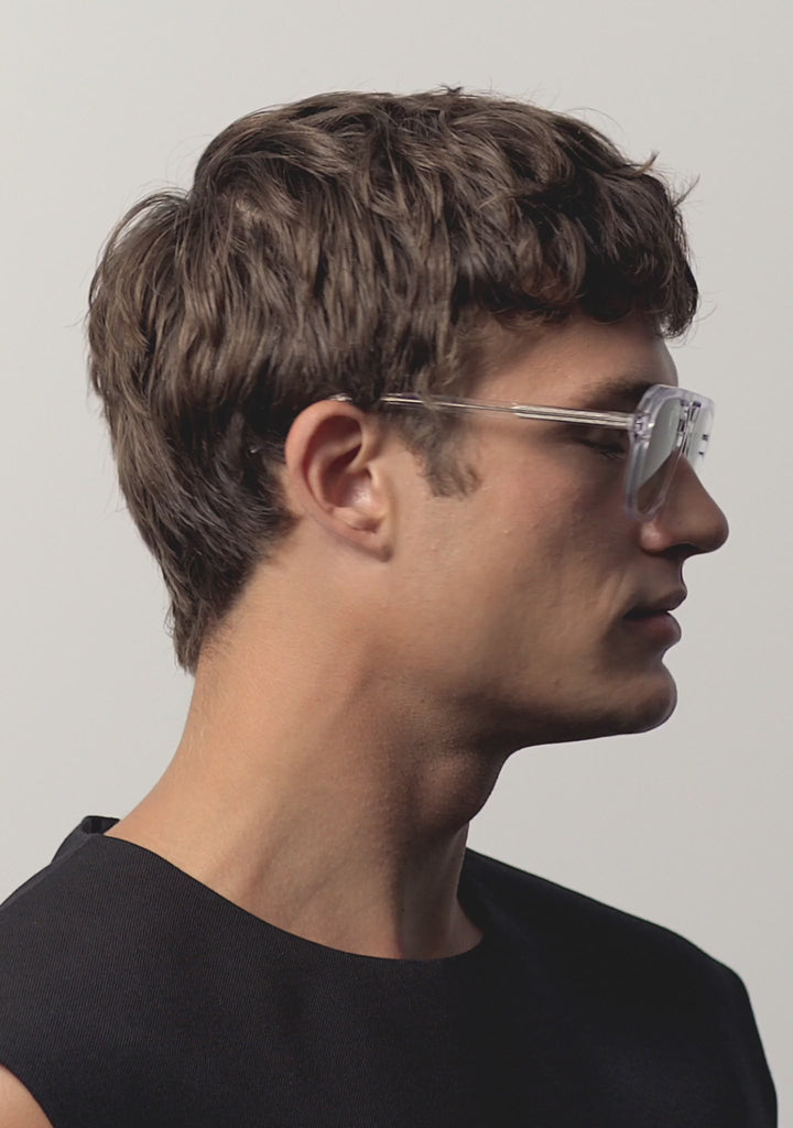 Kaleos Eyehunters - Zerbino Sunglasses Transparent Crystal with Green Photochromic Lenses