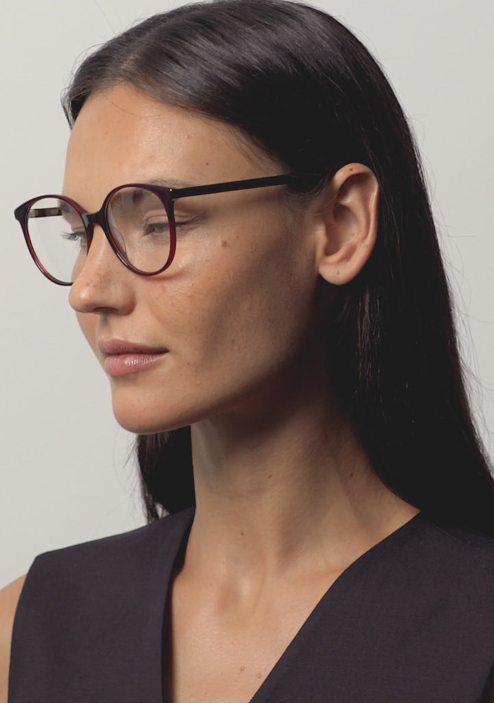 Kaleos Eyehunters - Graves Eyeglasses Transparent Dark Burgundy