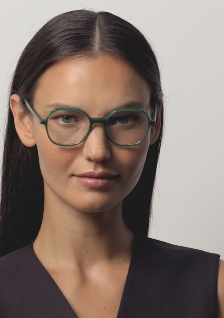 Kaleos Eyehunters - Mills Eyeglasses Translucent Green