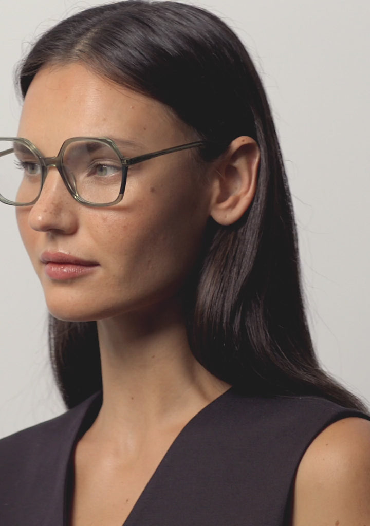 Kaleos Eyehunters - Meyer Eyeglasses Transparent Olive Green/Dark Green