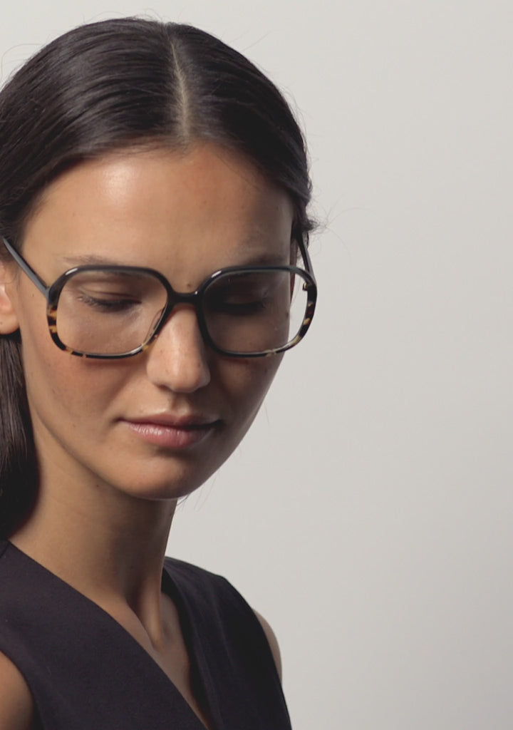 Kaleos Eyehunters - Baines Eyeglasses Transparent Green/Brown Havana