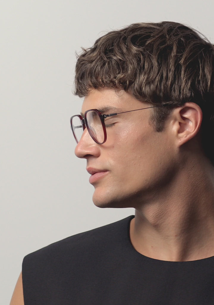 Kaleos Eyehunters - Alcala Eyeglasses Transparent Burgundy