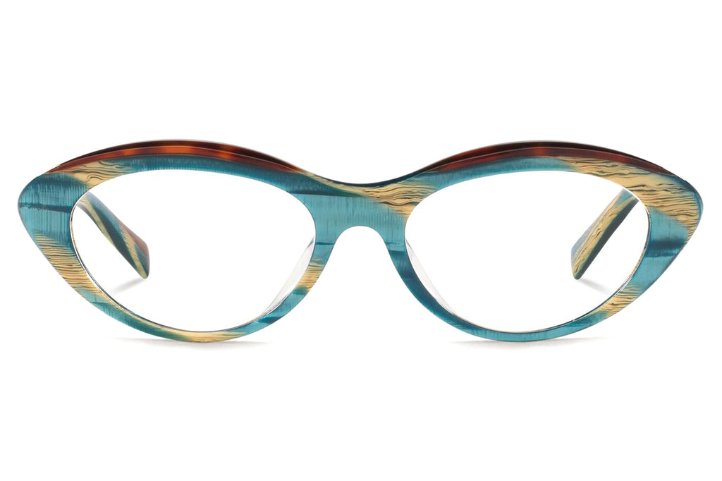 Alain Mikli - Fleurette (A03106) Eyeglasses Teal Metallic Horn/Havana