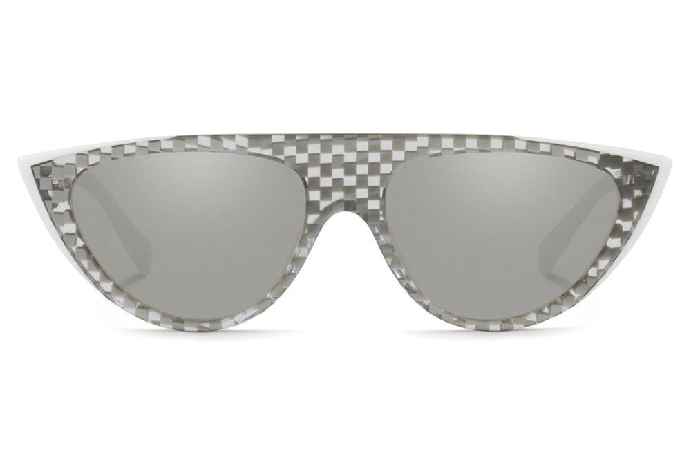 Alain Mikli - Miss J (A05031) Sunglasses Silver Damier/White