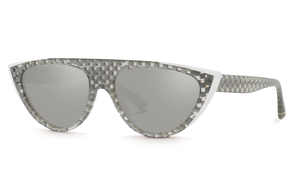 Alain Mikli - Miss J (A05031) Sunglasses Silver Damier/White