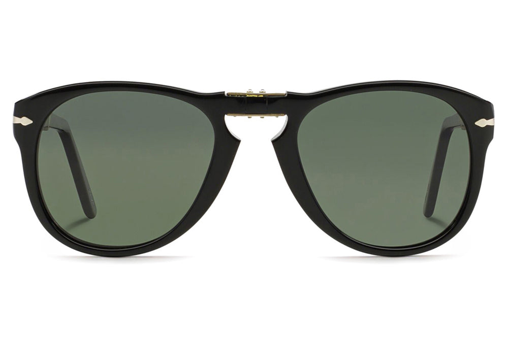 Persol - PO0714 Folding Sunglasses Black with Green Polar Lenses (95/58)