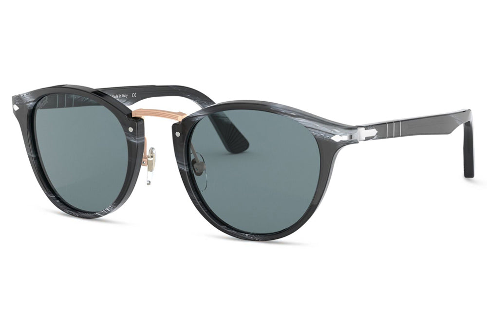 Persol - PO3108S Sunglasses Striped Black with Blue Lenses (111456)