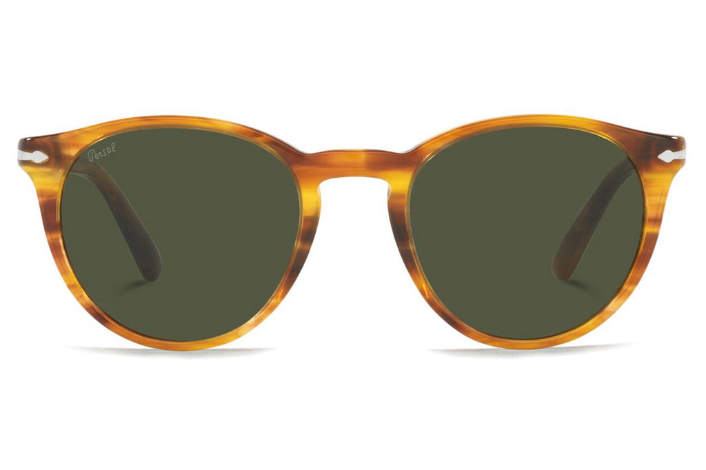 Persol - PO3152S Sunglasses Striped Brown with Green Lenses (115731)
