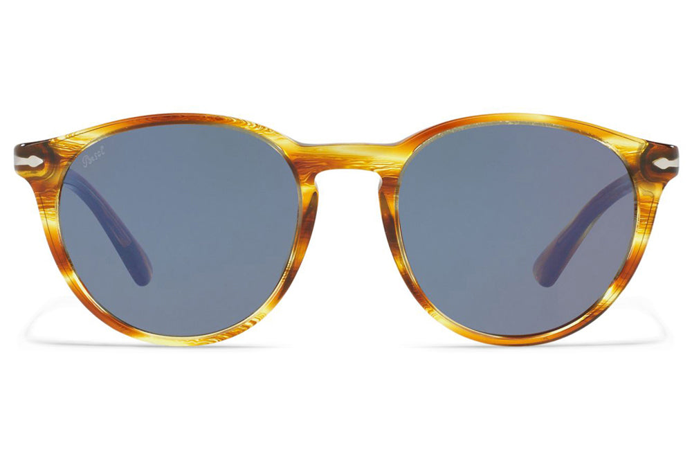 Persol - PO3152S Sunglasses Brown Striped Yellow with Light Blue Lenses (904356)