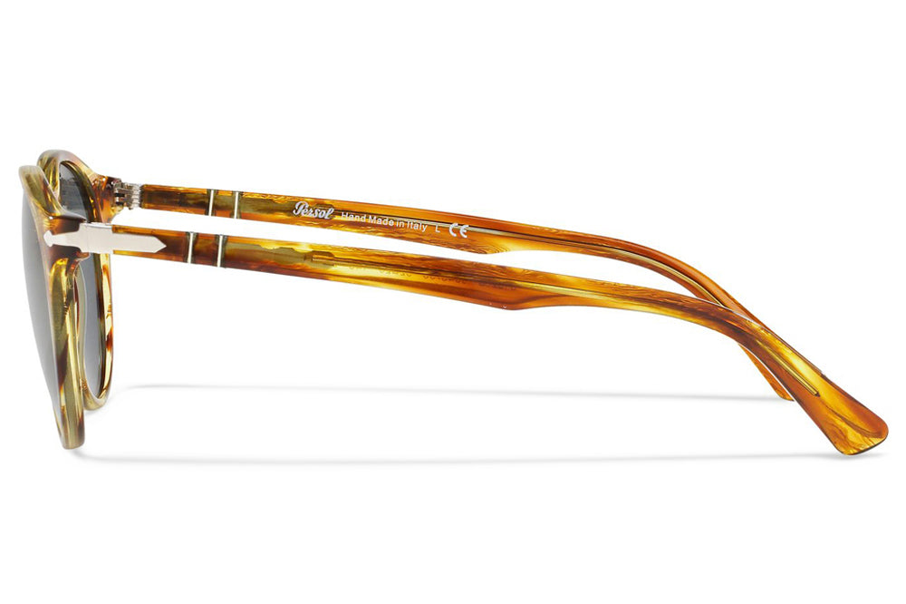 Persol - PO3152S Sunglasses Brown Striped Yellow with Light Blue Lenses (904356)