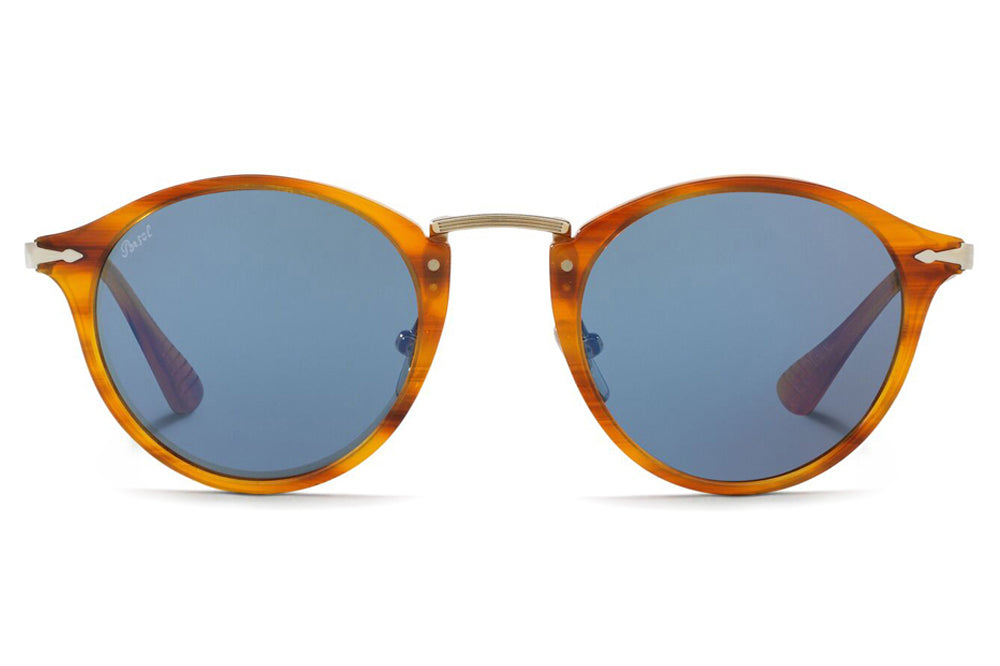 Round Havana Blue Acetate Sunglasses, Brown Lenses