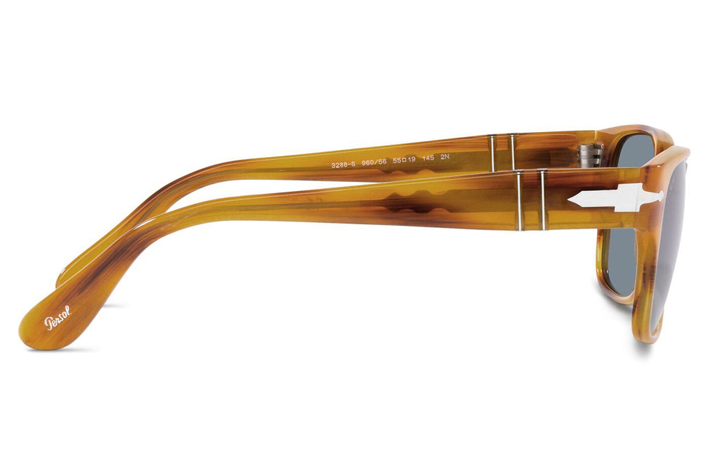 Persol - PO3288S Sunglasses Striped Brown with Light Blue Lenses (960/56)