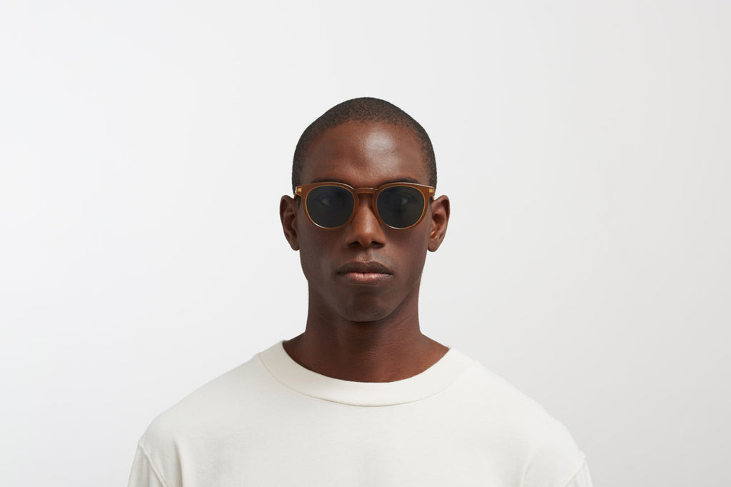 MYKITA - Lahti Sunglasses Brown/Dark Brown/Glossy Gold with Polarized Pro Green 15 Lenses