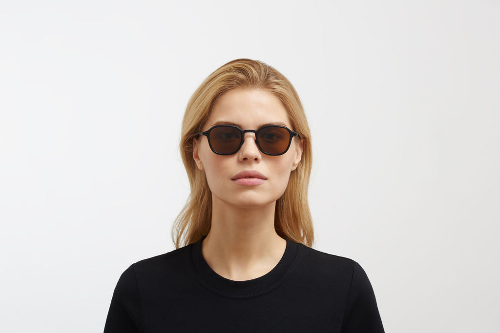 MYKITA Mylon - Fir Sunglasses MH6 - Pitch Black/Black with Polarised Pro Amber Brown Lenses