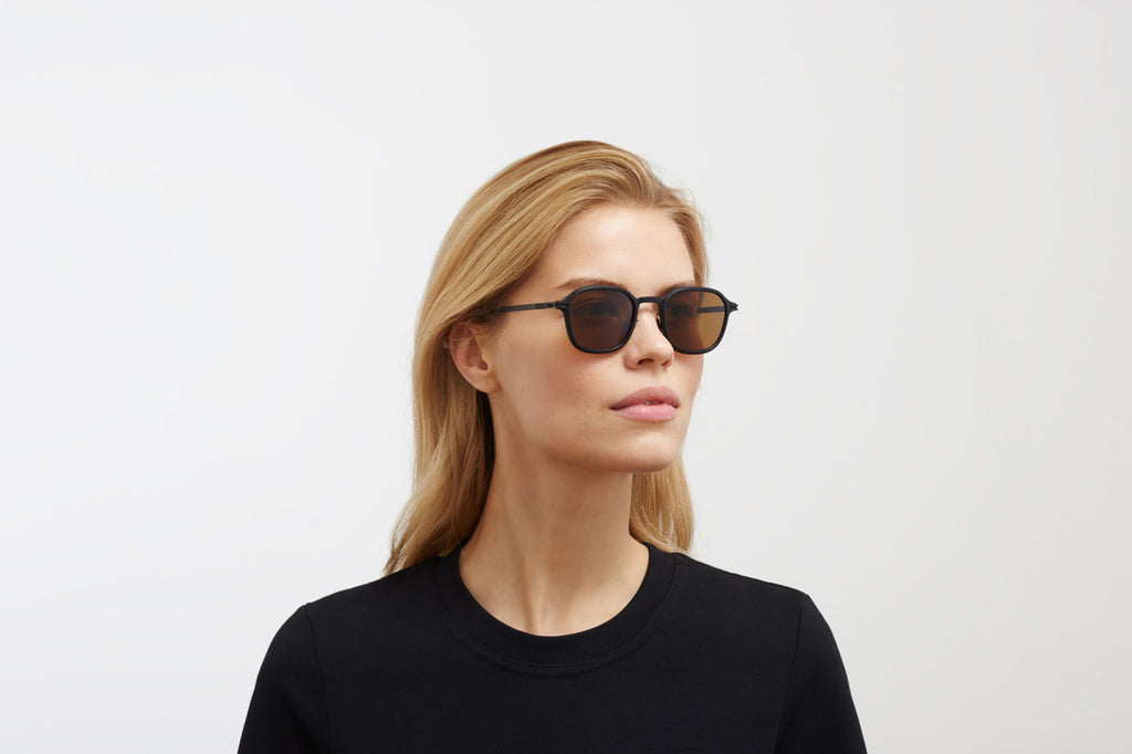 MYKITA Mylon - Fir Sunglasses MH6 - Pitch Black/Black with Polarised Pro Amber Brown Lenses