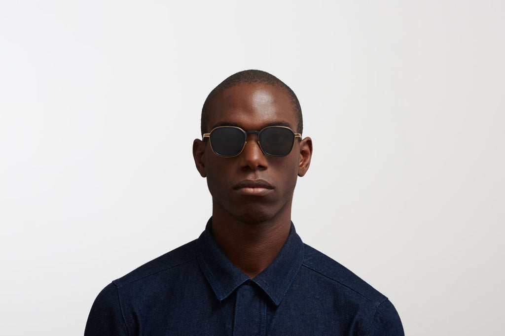 MYKITA Mylon - Fir Sunglasses MH7 - Pitch Black/Glossy Gold with Polarized Pro Green 15 Lenses