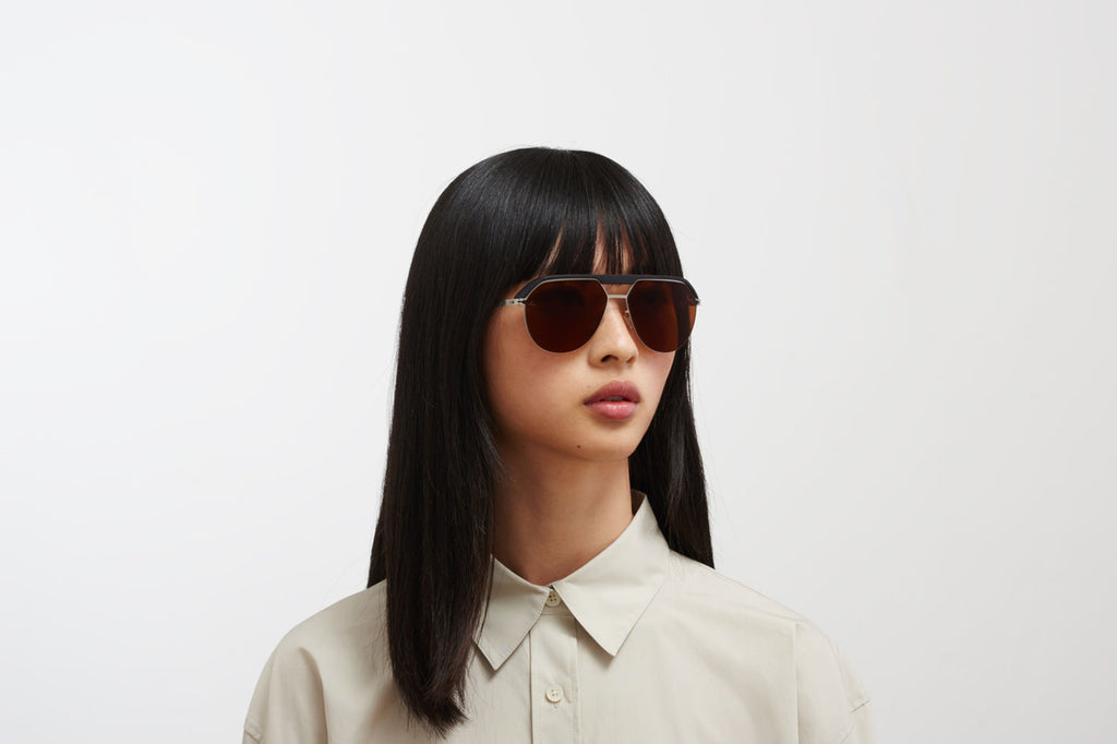 MYKITA | Leica - ML02 Sunglasses MH49 - Pitch Black/Matte Silver with Leica Amber Solid Lenses