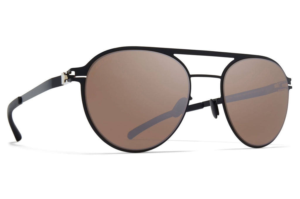 MYKITA - Bradley Sunglasses Jet Black/Mole Grey with Polarized Pro Hi-Con Brown Silver Flash Lenses