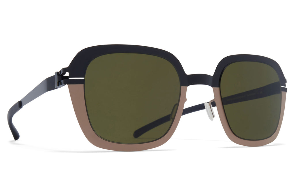 MYKITA® - Paloma Sunglasses Jet Black/Greige with Raw Green Solid Lenses