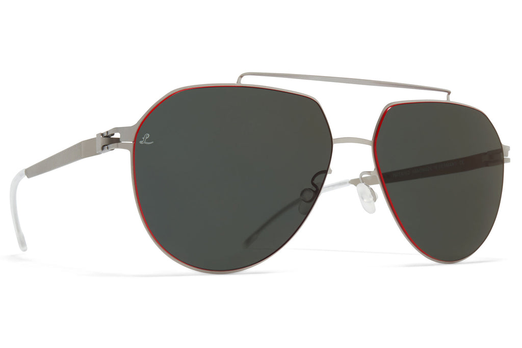 MYKITA | Leica - ML13 Sunglasses Matte Silver with Leica G15 Solid Lenses + Red Edges
