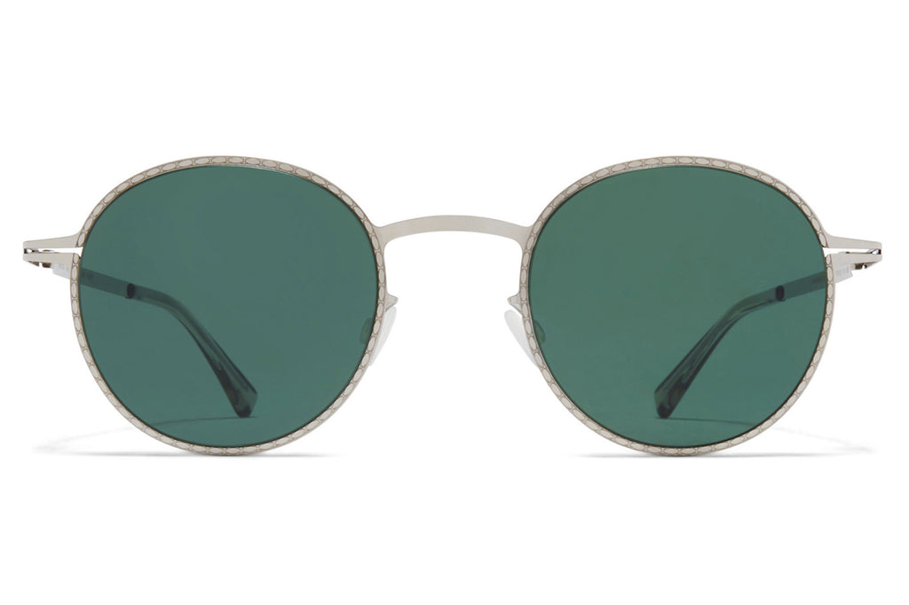 MYKITA - Nis Sunglasses Shiny Silver with Dark Green Solid Lenses