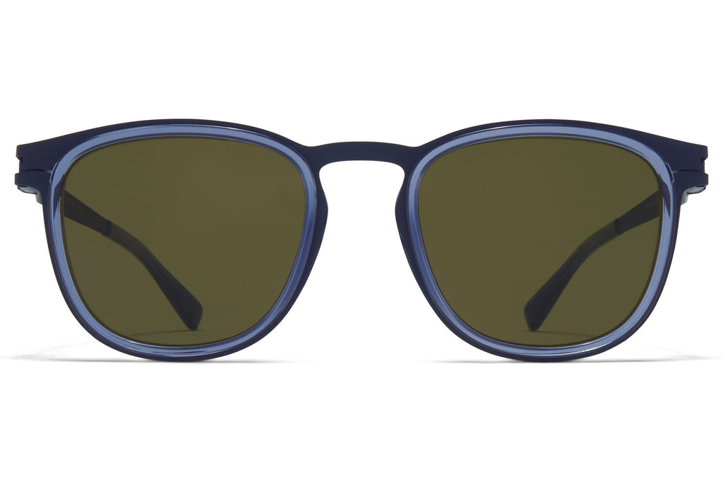 MYKITA® - Cantara Sunglasses Indigo/Deep Ocean with Raw Green Solid Lenses