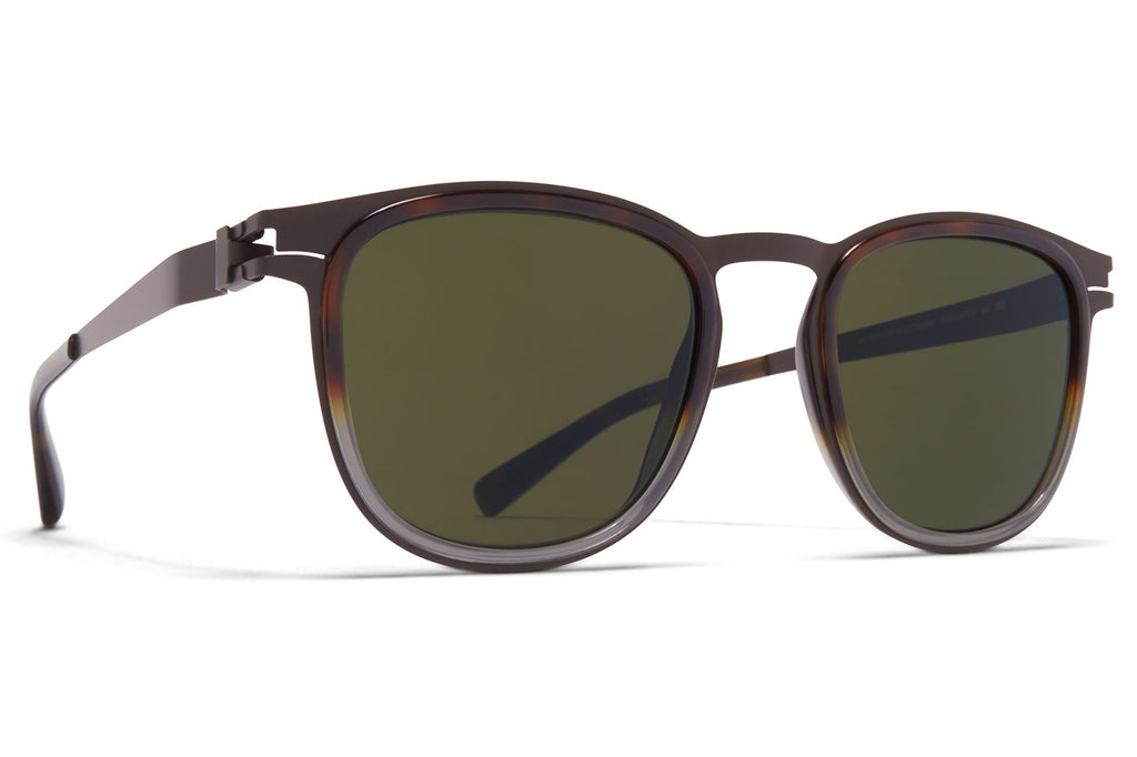 MYKITA® - Cantara Sunglasses Dark Brown/Santiago Gradient with Raw Green Solid Lenses