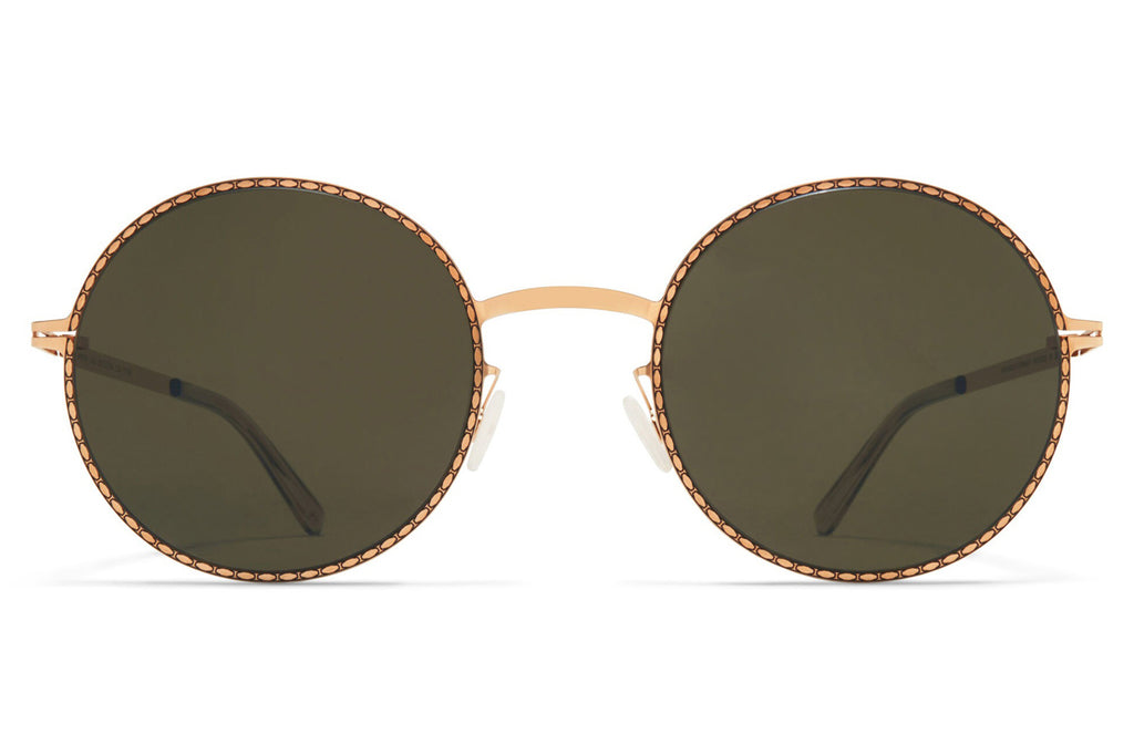MYKITA - Lale Sunglasses Champagne Gold/Black with Raw Green Solid Lenses