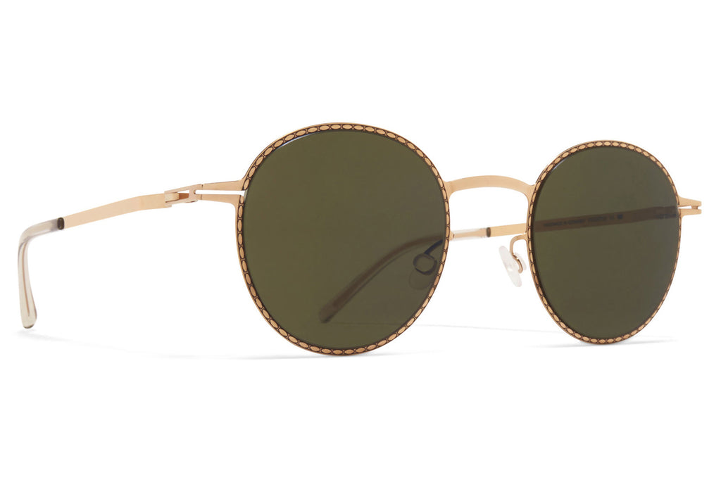 MYKITA - Nis Sunglasses Champagne Gold/Black with Raw Green Solid Lenses