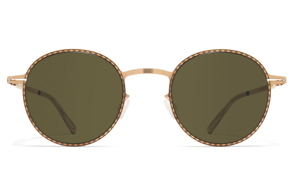 MYKITA - Nis Sunglasses Champagne Gold/Black with Raw Green Solid Lenses
