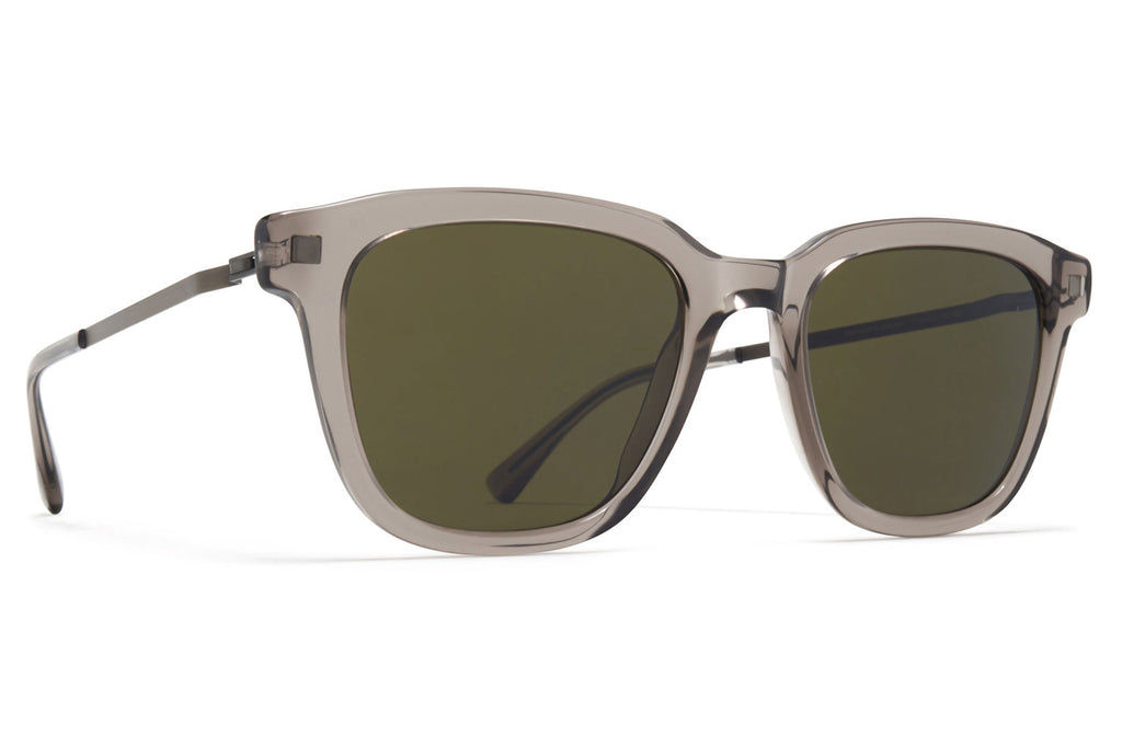 MYKITA® - Holm Sunglasses Clear Ash/Graphite with Raw Green Solid Lenses