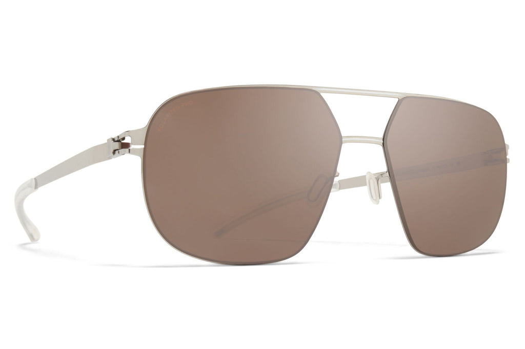 MYKITA - Angus Sunglasses Silver/White with PolPro Hi Con Brown SL/F Lenses