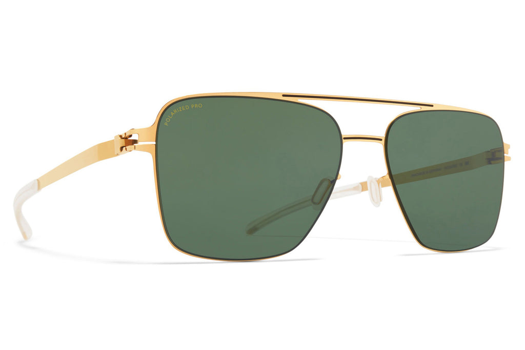MYKITA - Bernie Sunglasses Gold/Black with Polarized Pro Green 15 Lenses