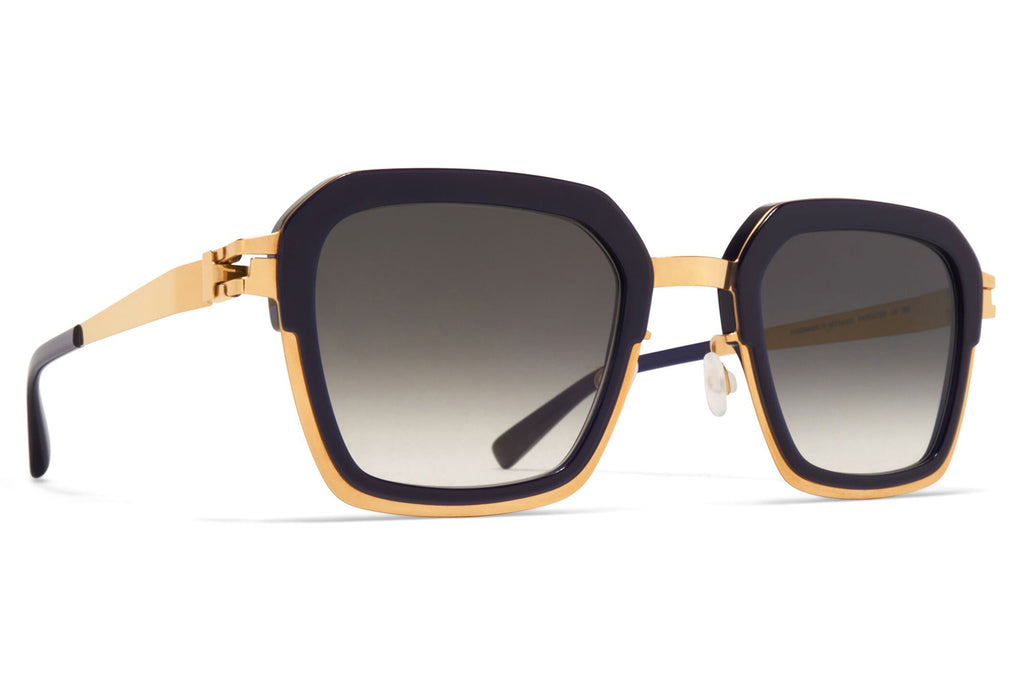 MYKITA® - Misty Sunglasses Glossy Gold/Milky Indigo with Raw Black Gradient Lenses