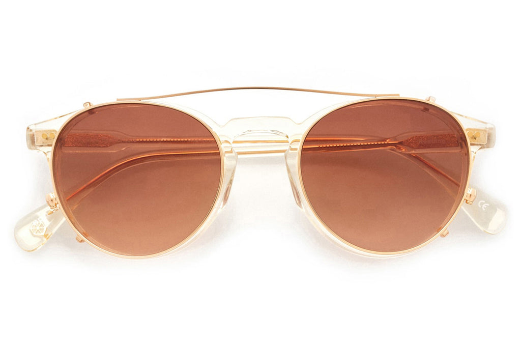 Kaleos Eyehunters - Redding Clip Sunglasses  Gold with Dark Brown Lenses