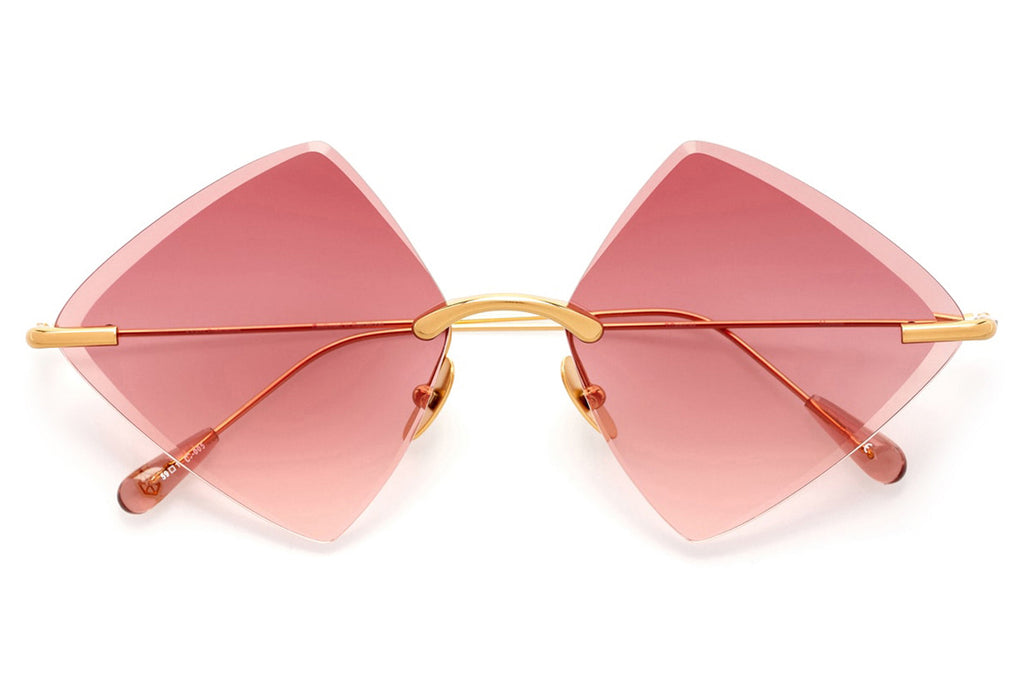 Kaleos Eyehunters - Monroe Sunglasses Gold with Dark Pink Lenses