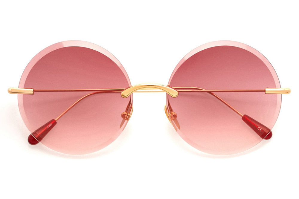 Kaleos Eyehunters - Glass Sunglasses Gold with Pink Lenses
