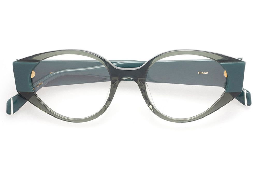 Kaleos Eyehunters - Elson Eyeglasses Transparent Grey-Green/Opaque Dark Green