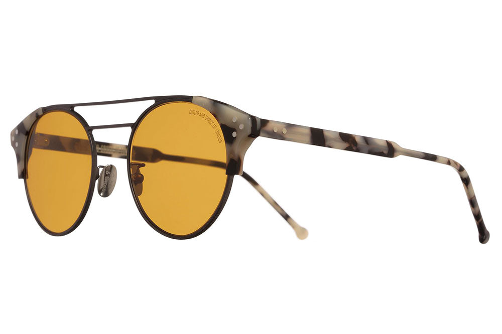 Cutler & Gross - 1271 Sunglasses Gun and Grey Tortoise with Orange Lenses
