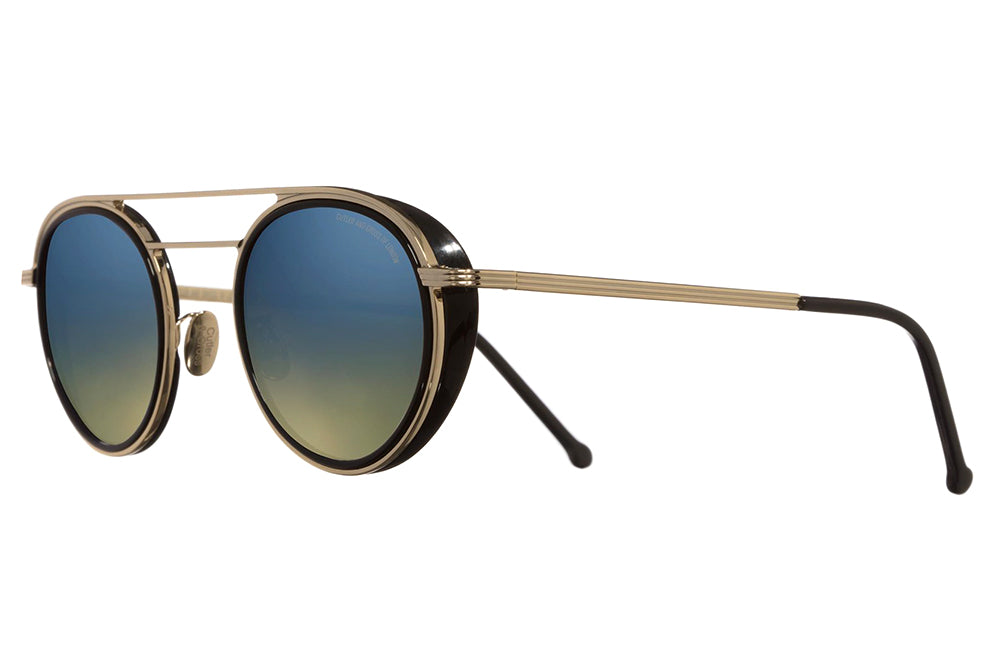 Cutler & Gross - 1270 Sunglasses Gold and Black with Blue Flash