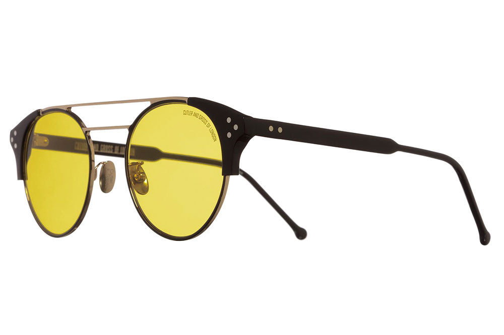 Cutler & Gross - 1271 Sunglasses Black and Gold with Yellow Lenses