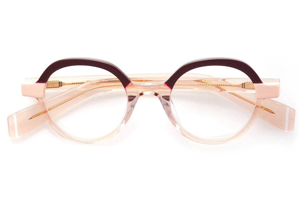Kaleos Eyehunters - Paxton Eyeglasses Transparent Pink/Opaque Garnet
