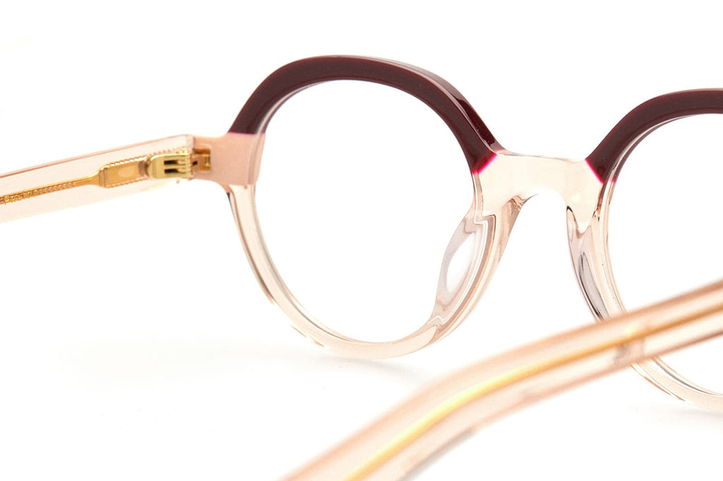 Kaleos Eyehunters - Paxton Eyeglasses Transparent Pink/Opaque Garnet