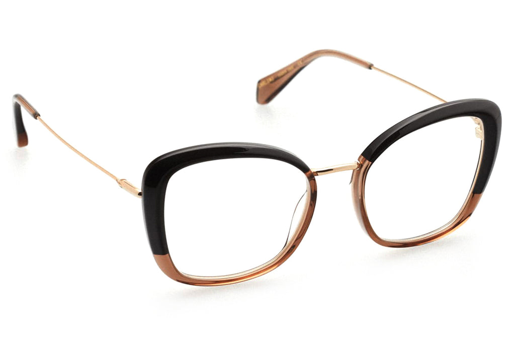 Kaleos Eyehunters - Carlini Eyeglasses Black/Transparent Brown