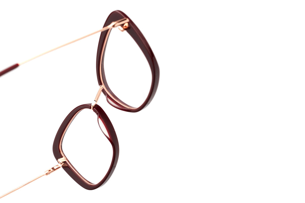 Kaleos Eyehunters - Carlini Eyeglasses Garnet/Rose Gold